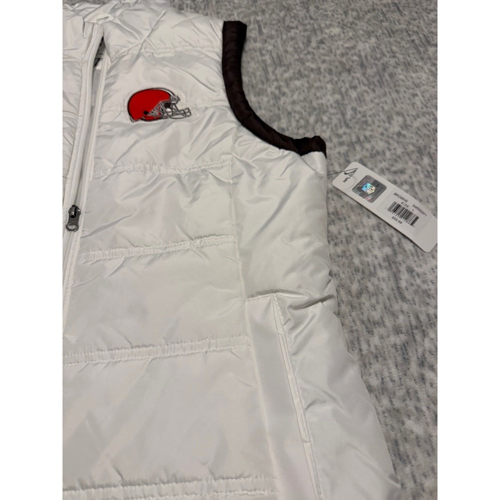 NFL Team Apparel Cleveland‎ Browns Womens White Puffer Vest L NFL Logo NWT